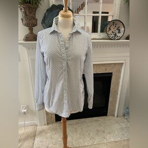 Brooks Brothers White With Navy Textured Dot Shirt